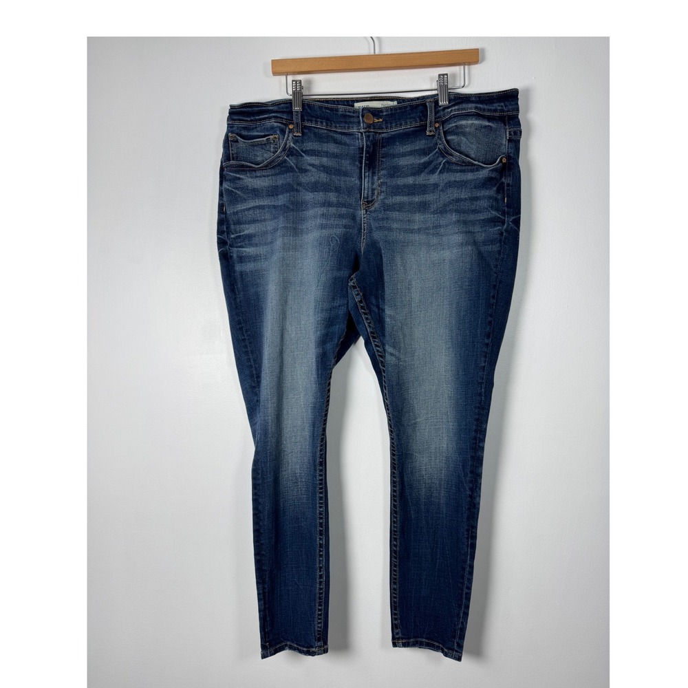 Boho BKE Women 38 Payton Ankle Skinny Jeans‎ Blue Mid Rise Universal Fit Frayed